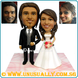 Custom 3D Wedding Couple Figurines On Lovely Pink Base